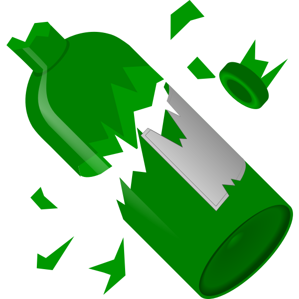 SVG Broken to pieces green bottle vector graphics