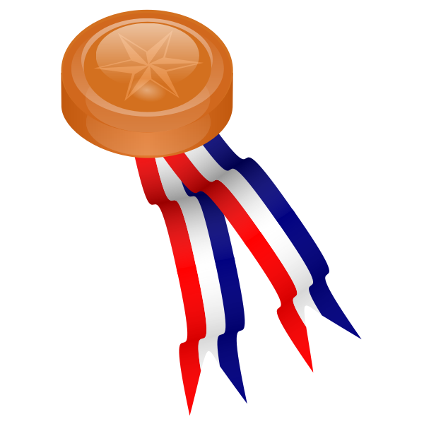 SVG Bronze medallion with blue white and red ribbon vector drawing