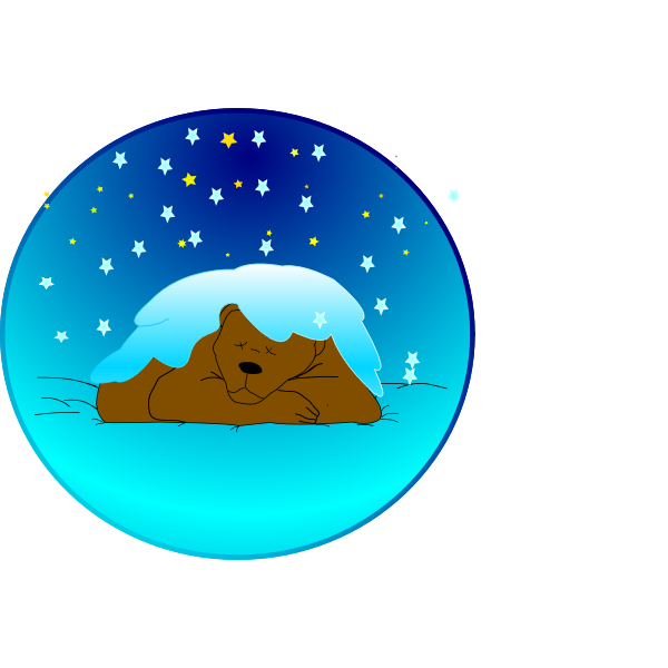 SVG Brown bear sleeping in winter vector drawing