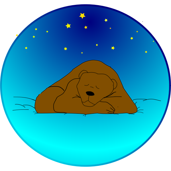 SVG Brown bear sleeping under stars vector clip art
