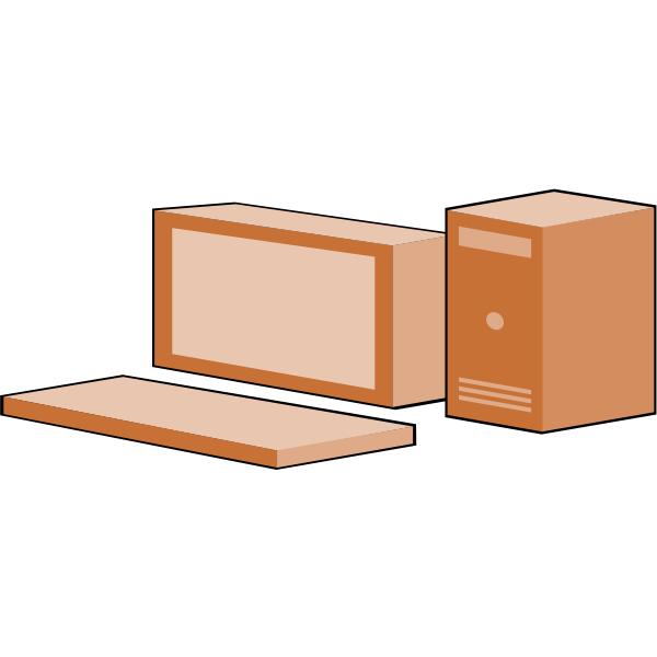 SVG Brown line art desktop computer vector clip art