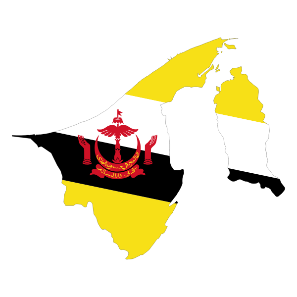 SVG Brunei Map Flag With Stroke