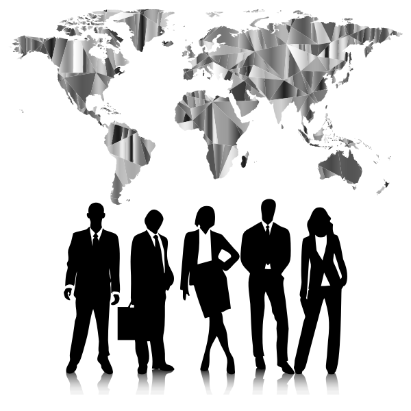 SVG Business people and world map