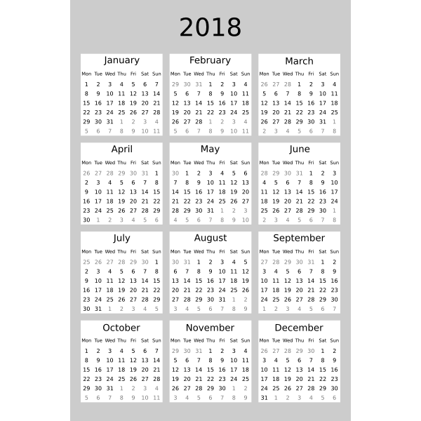 SVG Calendar 2018