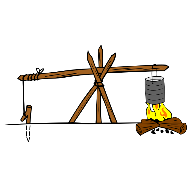 SVG Camp cooking crane vector drawing