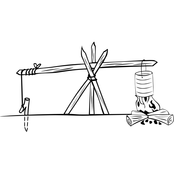 SVG Camp cooking crane vector illustration