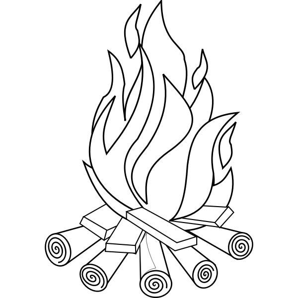 SVG Camp fire line art vector drawing