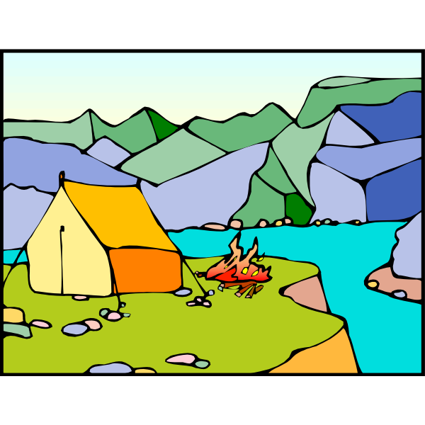 SVG Campsite by a gorge