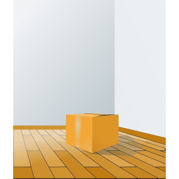 SVG Cardboard box on a wooden floor vector illustration