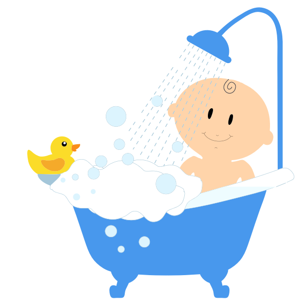 SVG Cartoon baby boy taking a bath