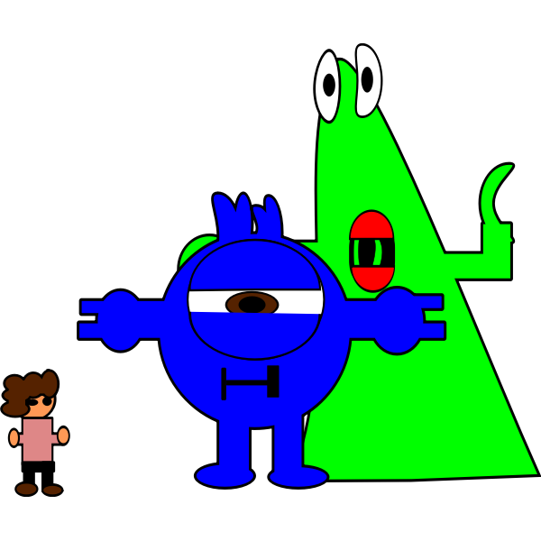 SVG Cartoon blue and green monsters