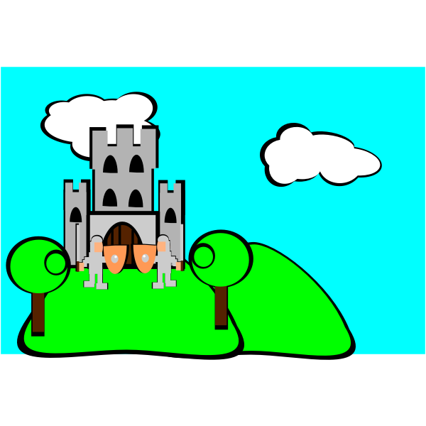 SVG Cartoon castle with guards