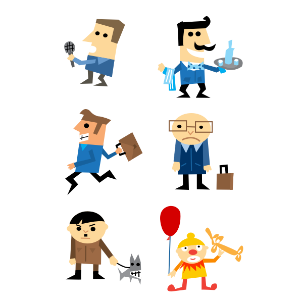 SVG Cartoon character icons set vector clip art