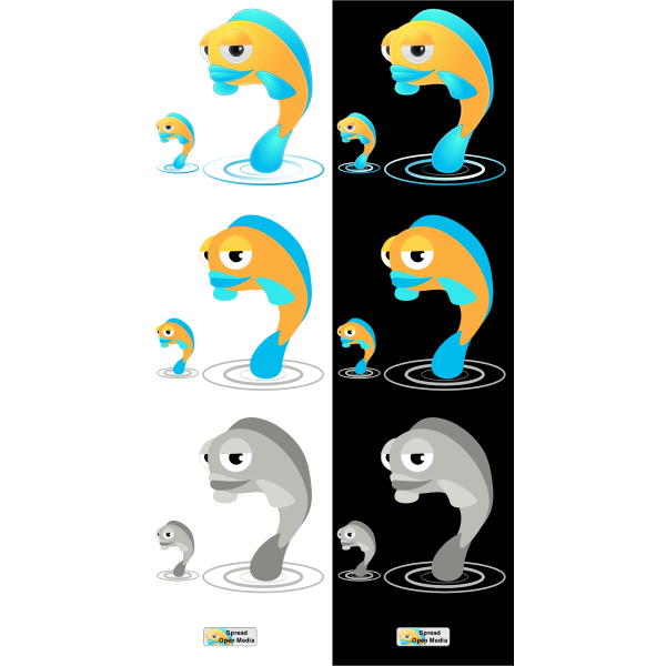 SVG Cartoon fish characters vector clip art