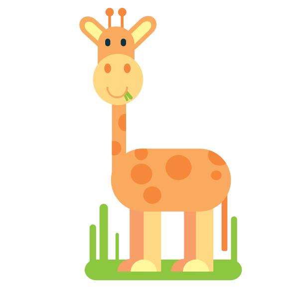 SVG Cartoon giraffe eating grass