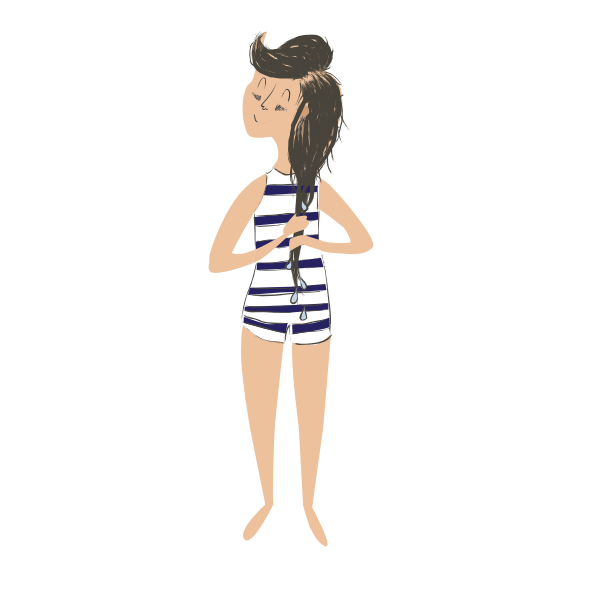 SVG Cartoon girl after swim