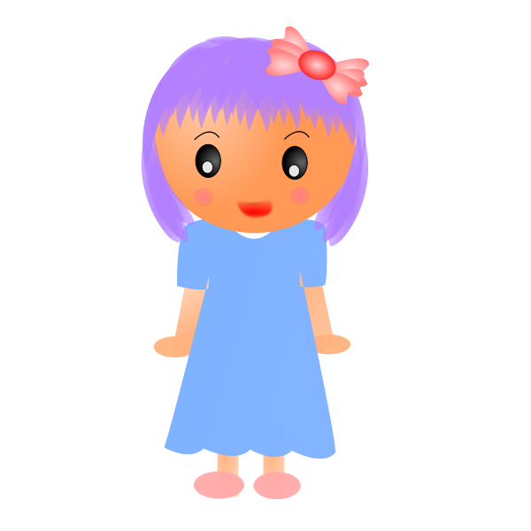SVG Cartoon girl in blue dress