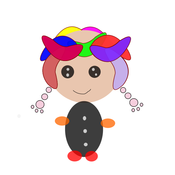 SVG Cartoon girl with braids
