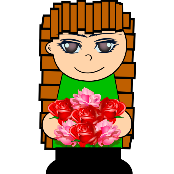 SVG Cartoon girl with flowers