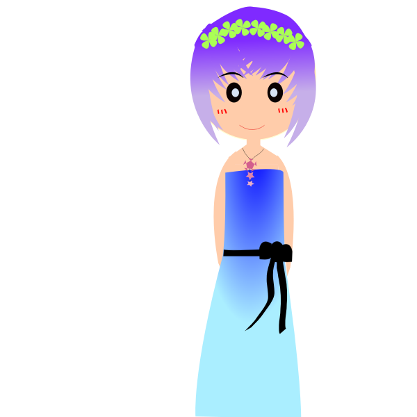 SVG Cartoon girl with flowers in her hair vector drawing
