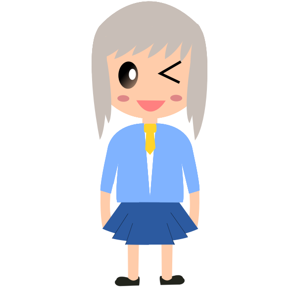 SVG Cartoon girl with grey hair vector drawing
