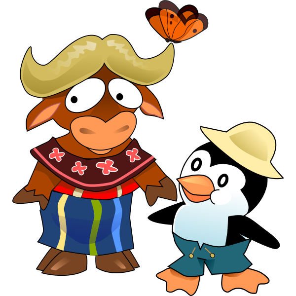 SVG Cartoon gnu and tux