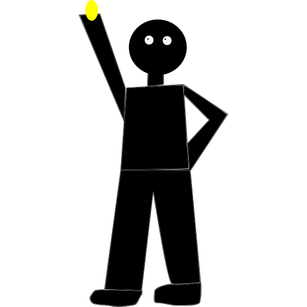 SVG cartoon guy placing light bolb