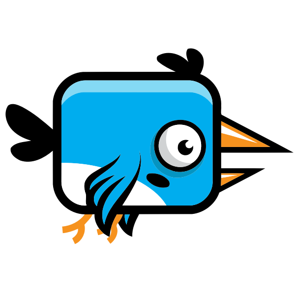SVG Cartoon image of flying blue bird