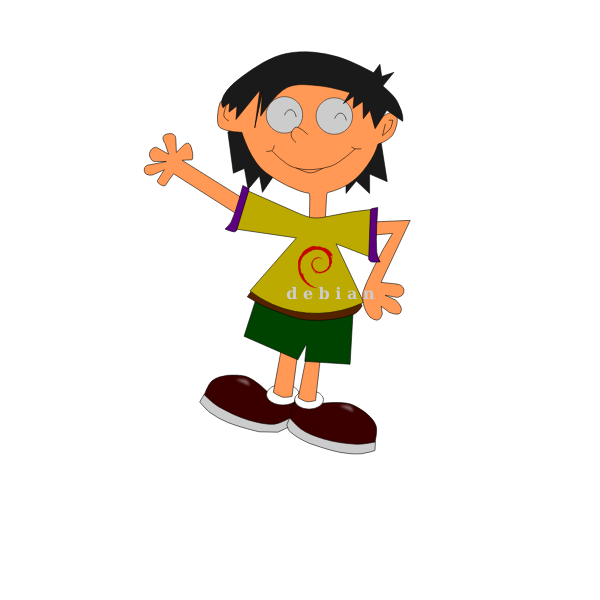 SVG Cartoon kid with Debian logo shirt vector drawing
