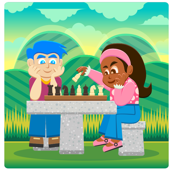 SVG Cartoon kids playing chess image