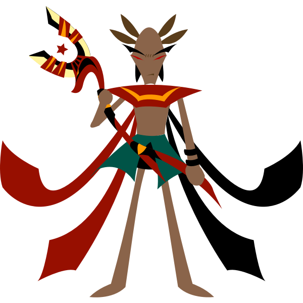 SVG Cartoon mage with anubis staff