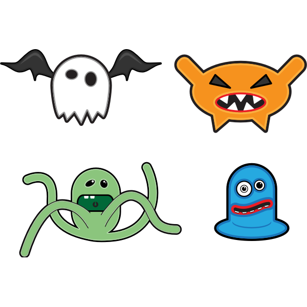 SVG Cartoon monsters selection vector drawing