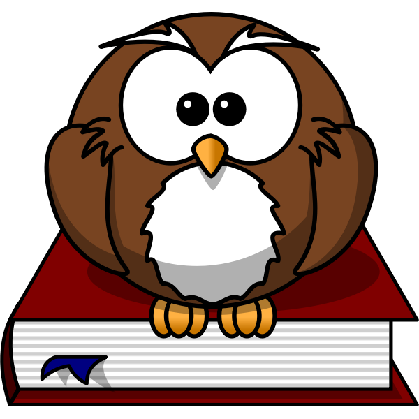 SVG Cartoon owl sitting on a book