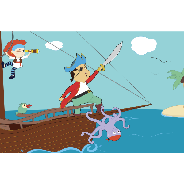 SVG Cartoon pirate boat