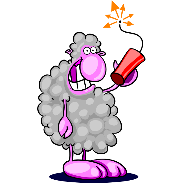 SVG Cartoon sheep with dynamite