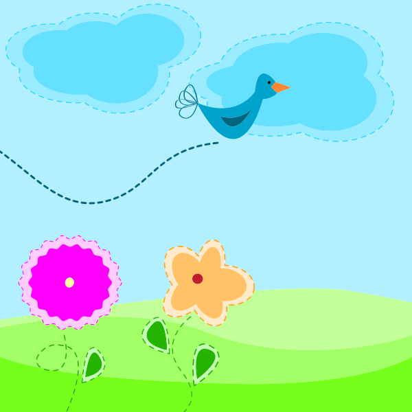SVG Cartoon spring scenery vector illustration