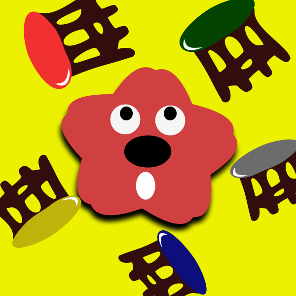 SVG Cartoon stools and red star