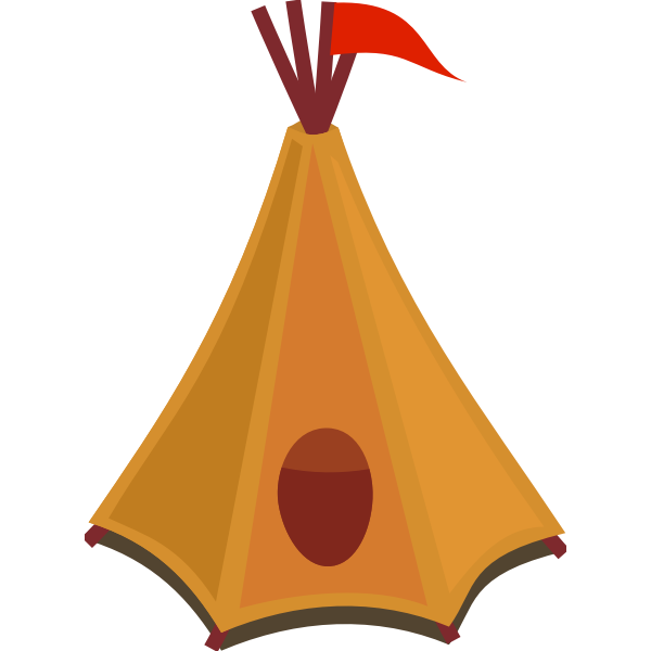 SVG Cartoon tipi tent with red flag vector clip art