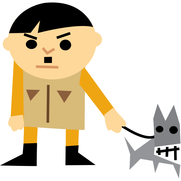SVG Cartoon vector graphics of a man with a dog