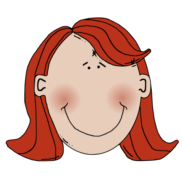 SVG Cartoon vector illustration of a woman with red hair and blushed face