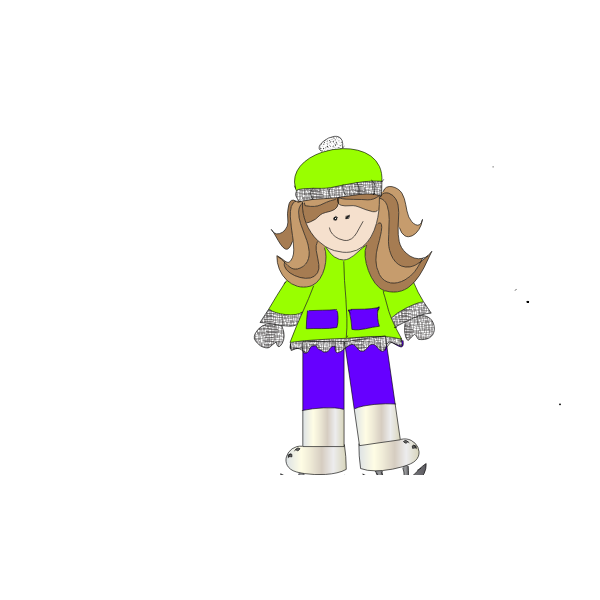 SVG Cartoon vector image of a girl ice skating