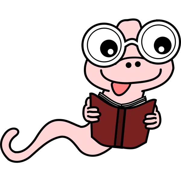 SVG Cartoon worm holding book