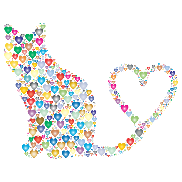 SVG Cat 2 Silhouette Heart Tail Hearts 3