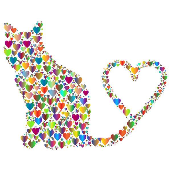 SVG Cat 2 Silhouette Heart Tail Hearts 4