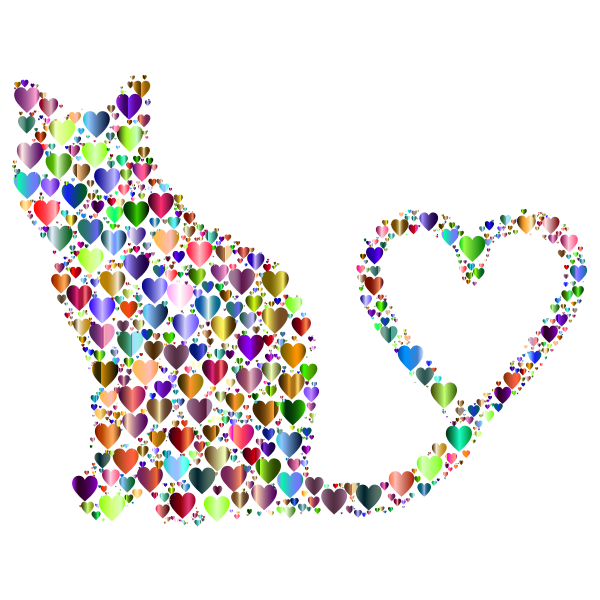 SVG Cat 2 Silhouette Heart Tail Hearts 5