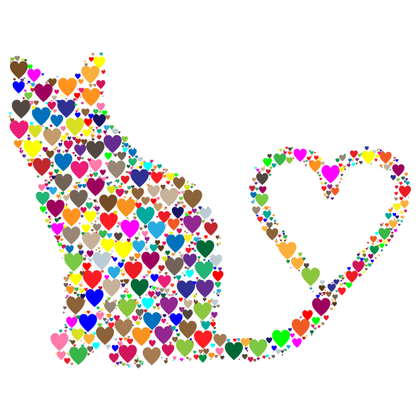 SVG Cat 2 Silhouette Heart Tail Hearts 6