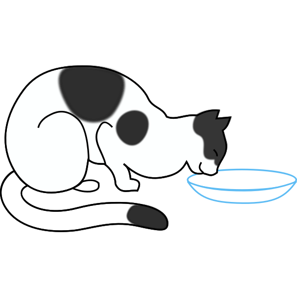 SVG Cat drinking milk from pot vector image