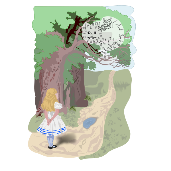SVG Cat on tree connect the dots vector drawing