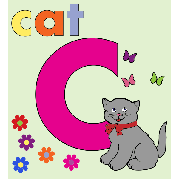 SVG Cat with alphabet letter C