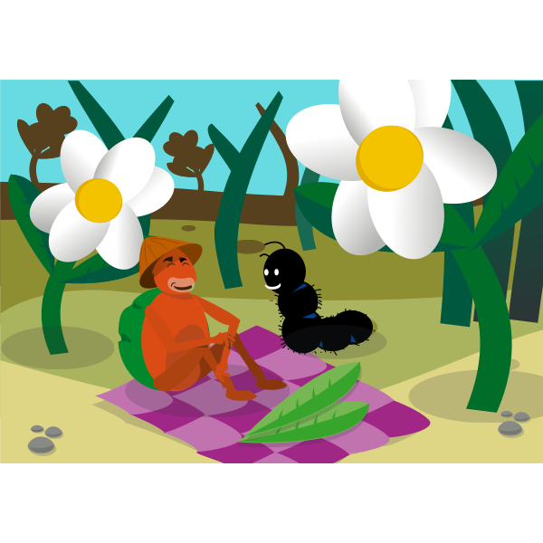 SVG Caterpillar and turtle picnic vector image